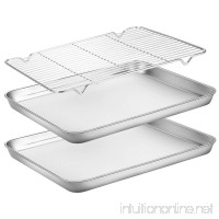 Baking Sheets with Rack  HKJ Chef Cookie Sheets and Nonstick Cooling Rack & Baking Pans for Oven & Toaster Oven Tray Pans  Rectangle Size 12L x 10W x 1H inch & Non Toxic & Healthy  Easy Clean - B07CQGLDW5